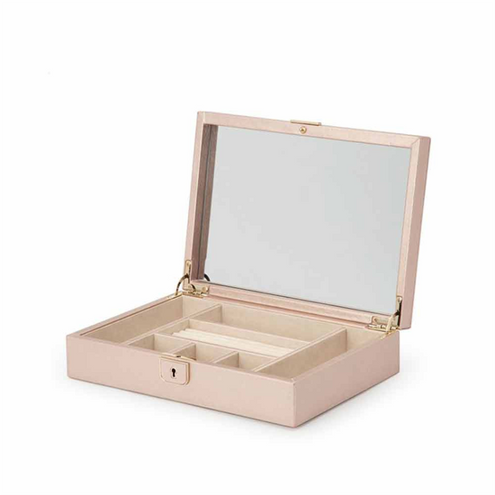 WOLF Palermo Medium Jewelry Box in Rose Gold Leather