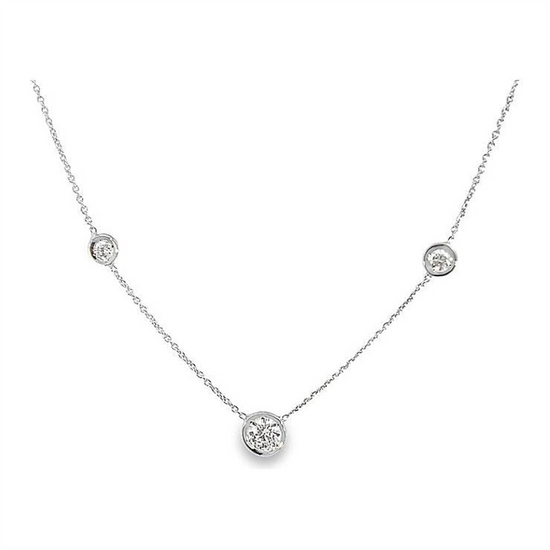 Roberto Coin Diamond Triple Station Necklace in 18k White Gold