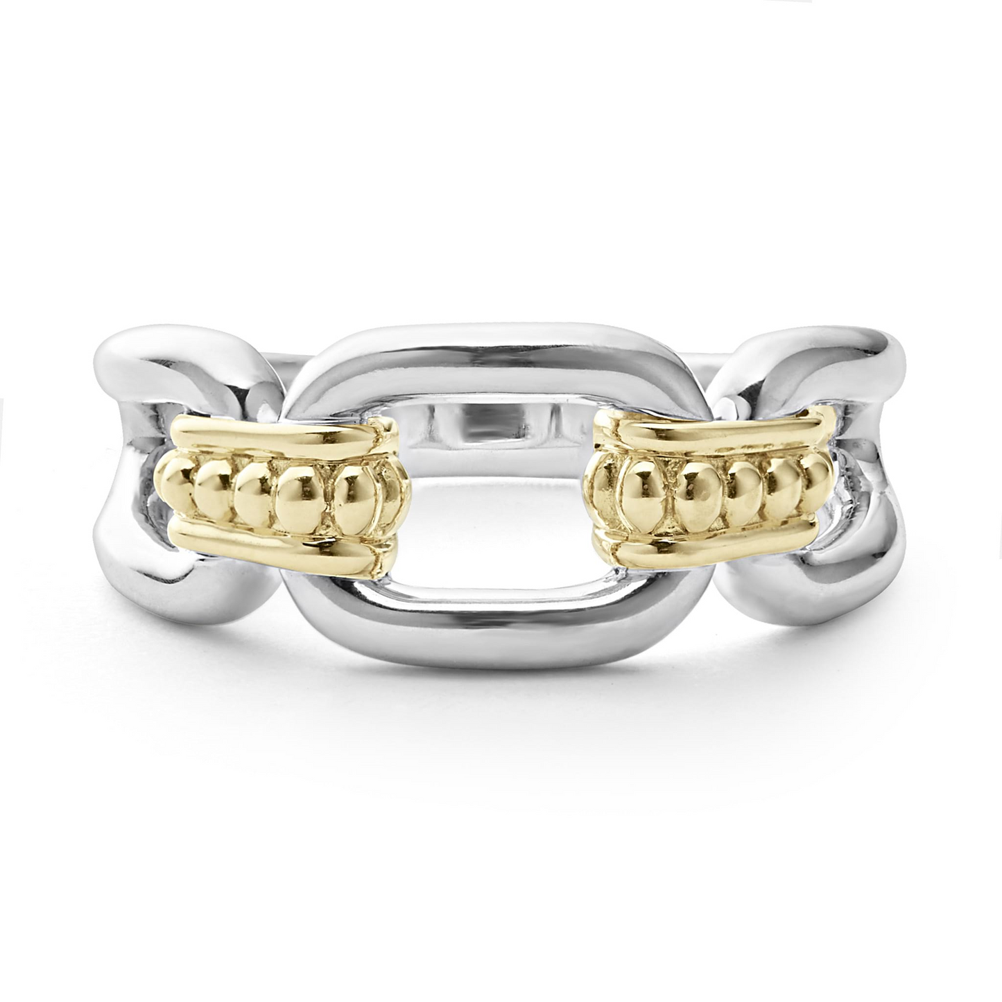 Lagos Two-Tone Link Ring in Sterling Silver & 18k Gold