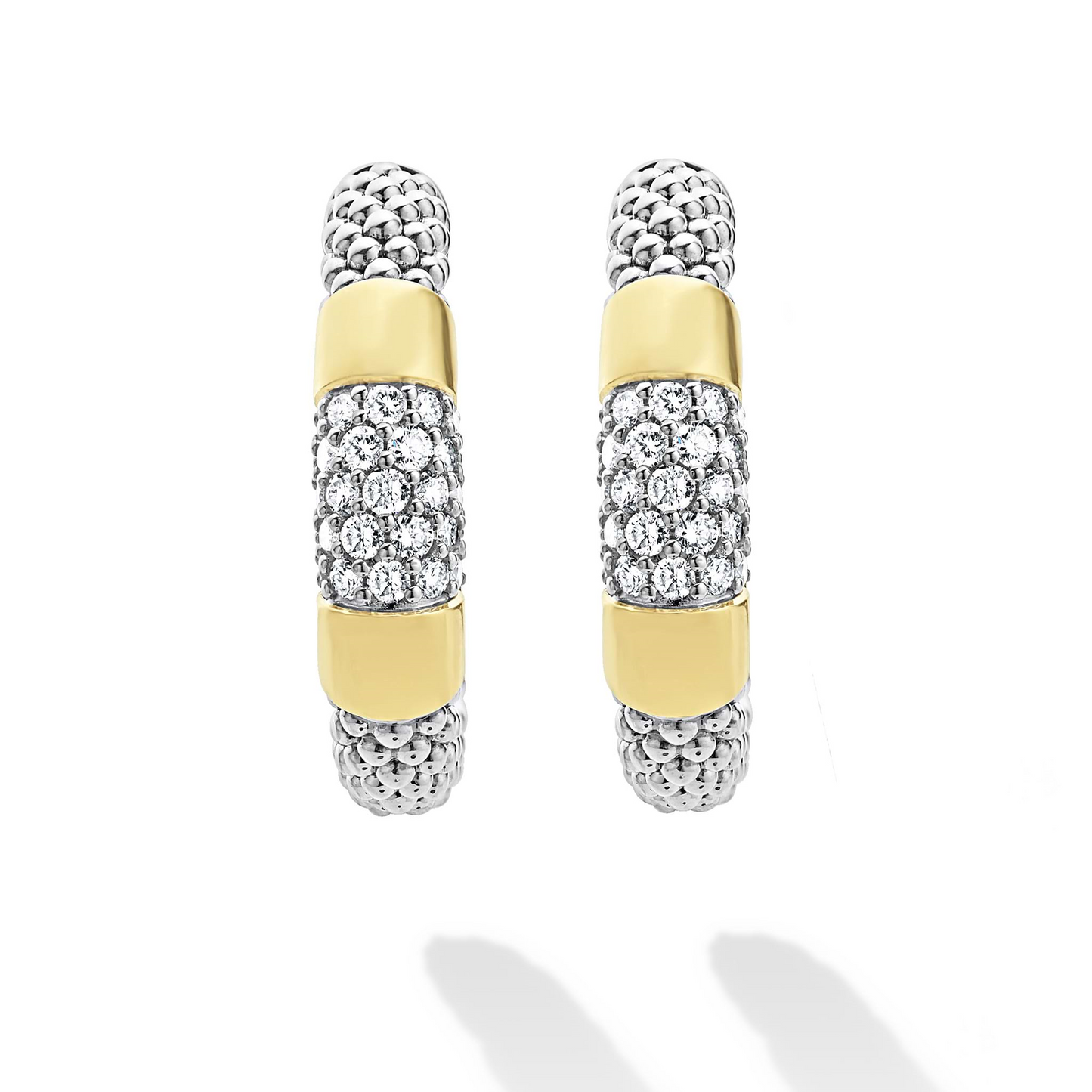 Lagos Two-Tone Diamond Hoop Earrings