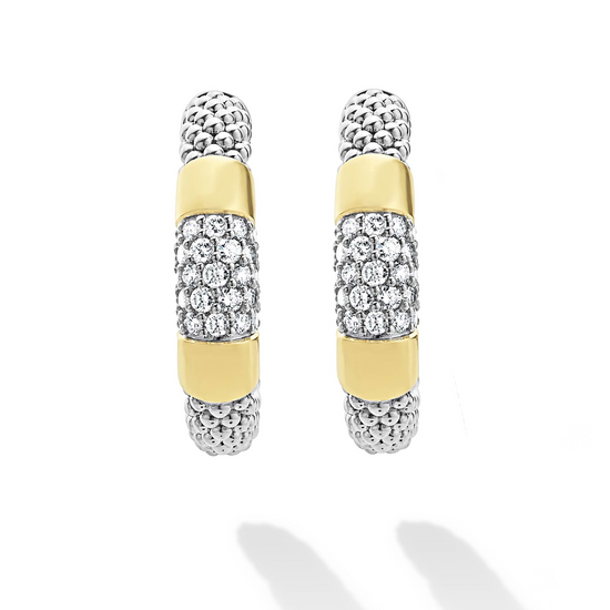 Lagos Two-Tone Diamond Hoop Earrings