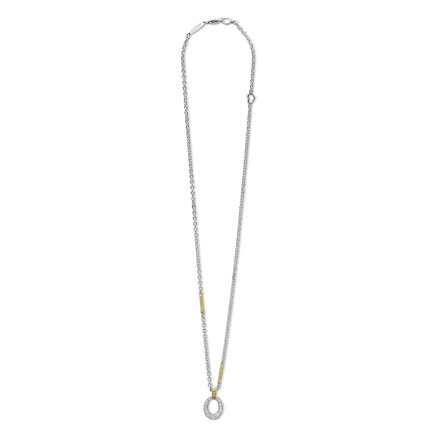 Lagos Two-Tone Oval Diamond Pendant Necklace