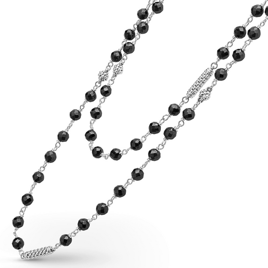 Lagos Long Black Ceramic Beaded Necklace