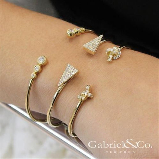 Gabriel & Co. Yellow Gold Split Bezel Set Diamond Bangle