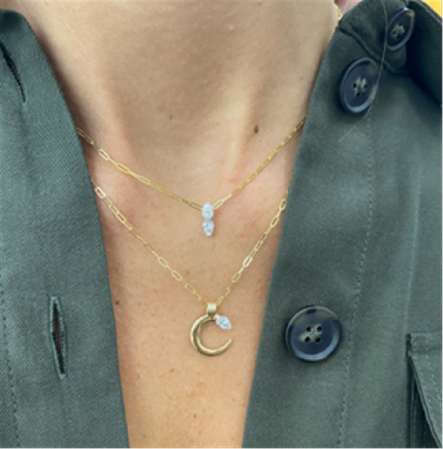 Phillips House Double Pear Shaped Diamond Necklace in 18k Yellow Gold & Platinum