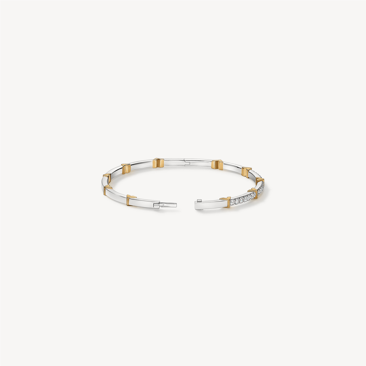 Hearts On Fire Copley Half Pave Diamond Bangle in Two-Tone 18k Gold
