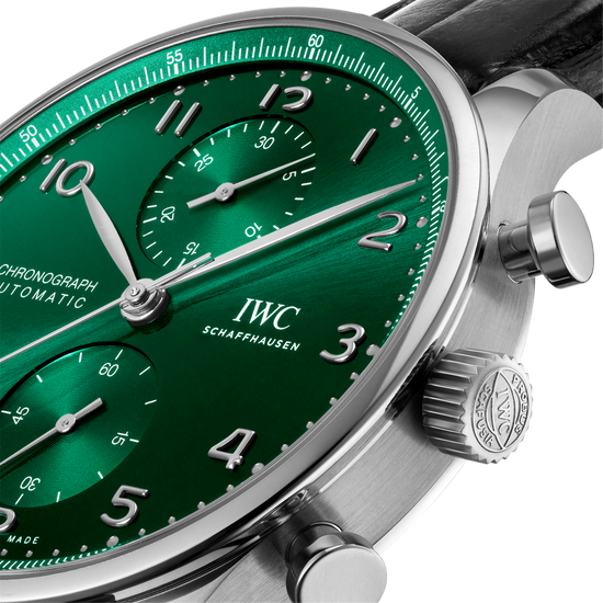IWC Schaffhausen Portugieser Chronograph 41mm w/  Green Dial & Black Alligator Strap