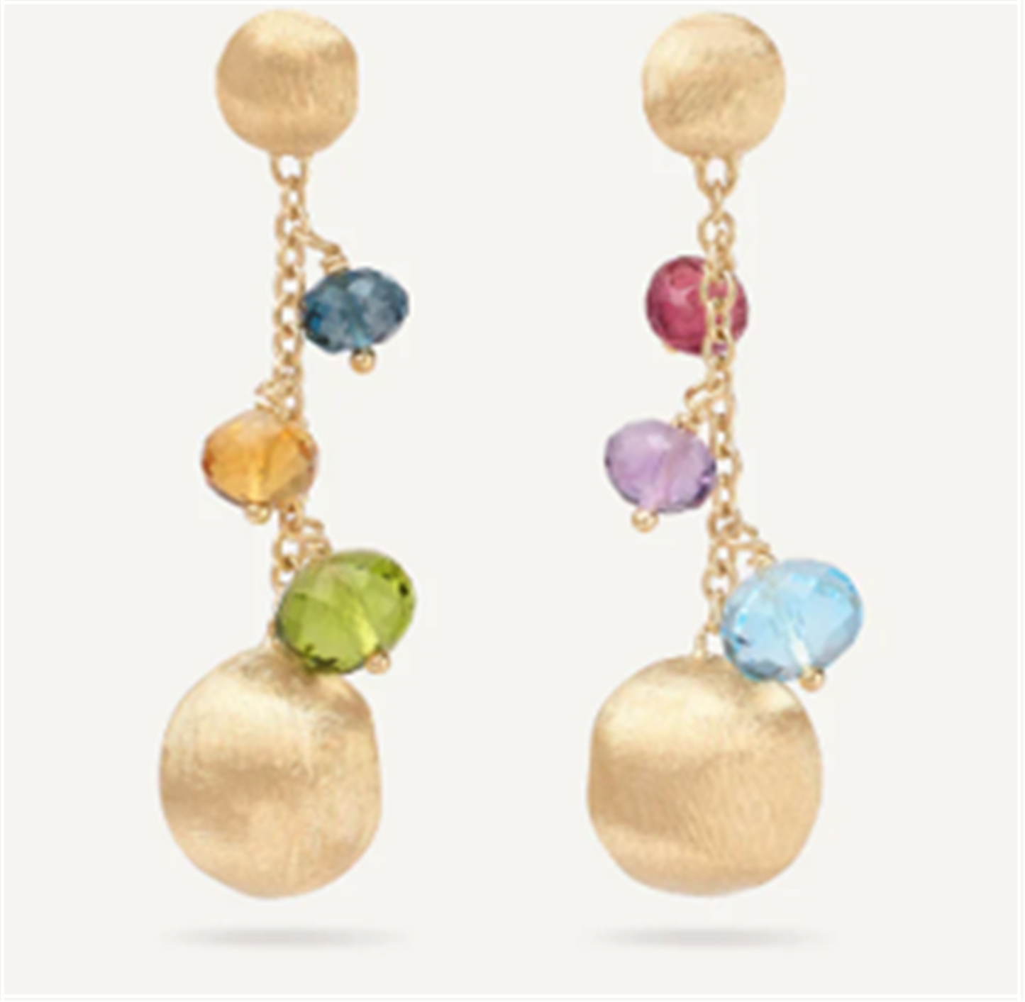 Maraco Bicego Africa Mixed Gemstone Short Drop Earrings in 18k Gold