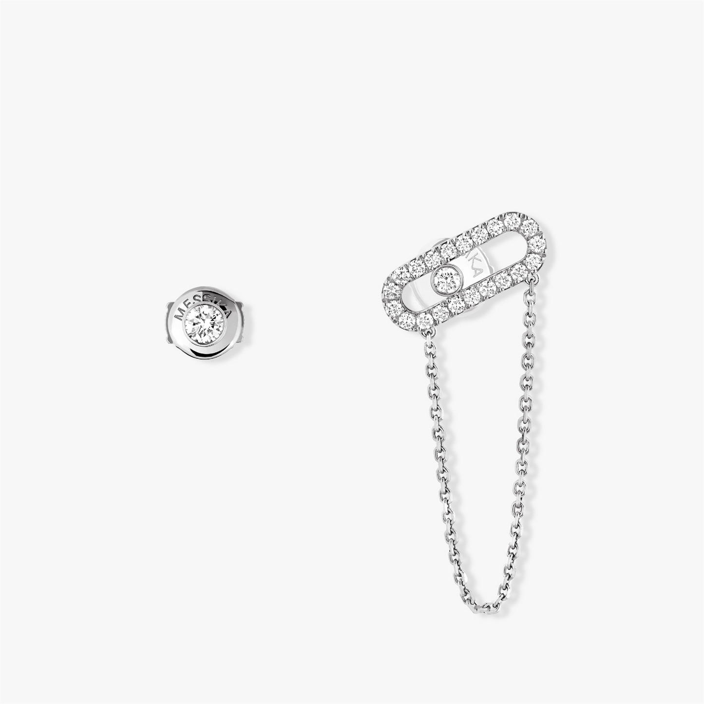 Messika Move Uno Chain & Stud Earrings in 18k White Gold & 1/3ct Diamonds