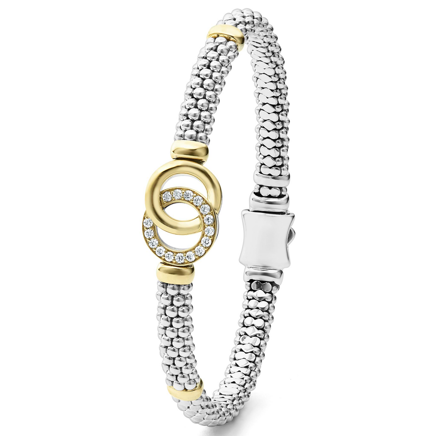 Lagos Two-Tone Interlocking Diamond Caviar Braceletm - 6mm