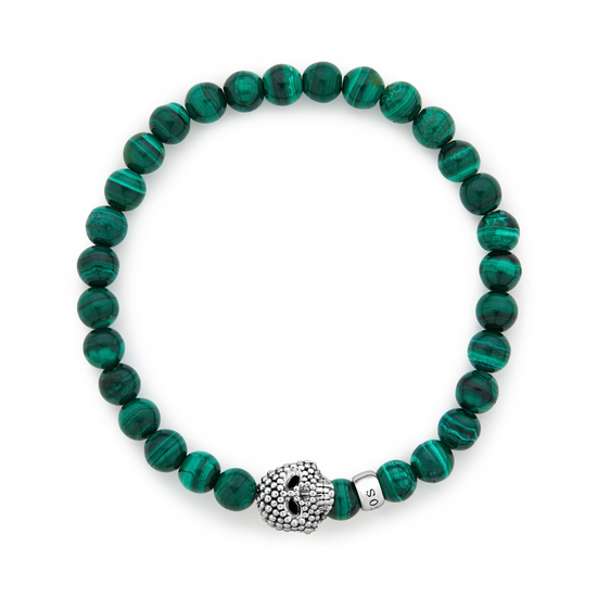 Lagos Malachite Skull Bracelet