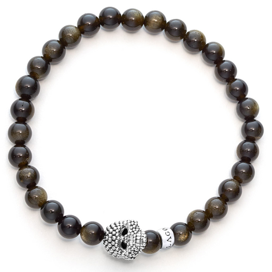 Lagos Golden Obsidian Skull Bracelet