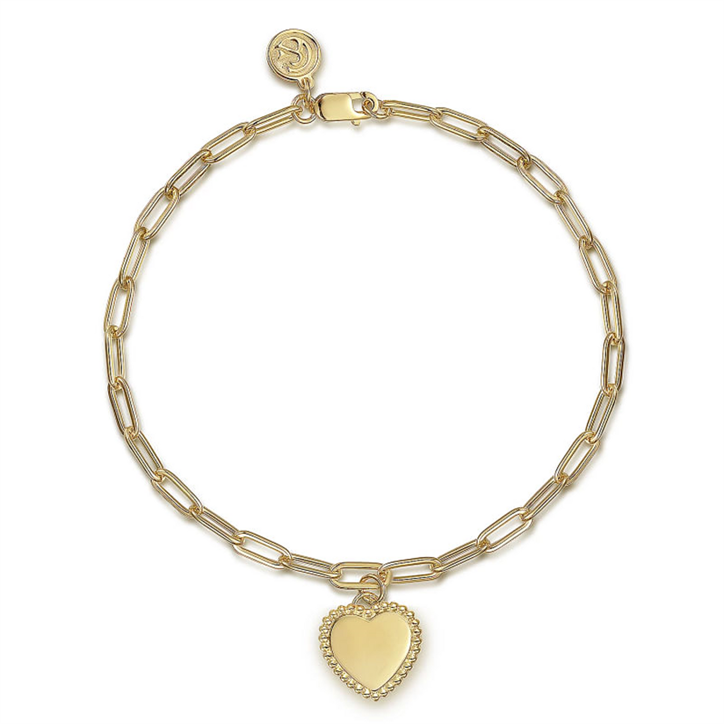 Gabriel & Co. Gold Tennis Bracelet with Personalized Heart Charm