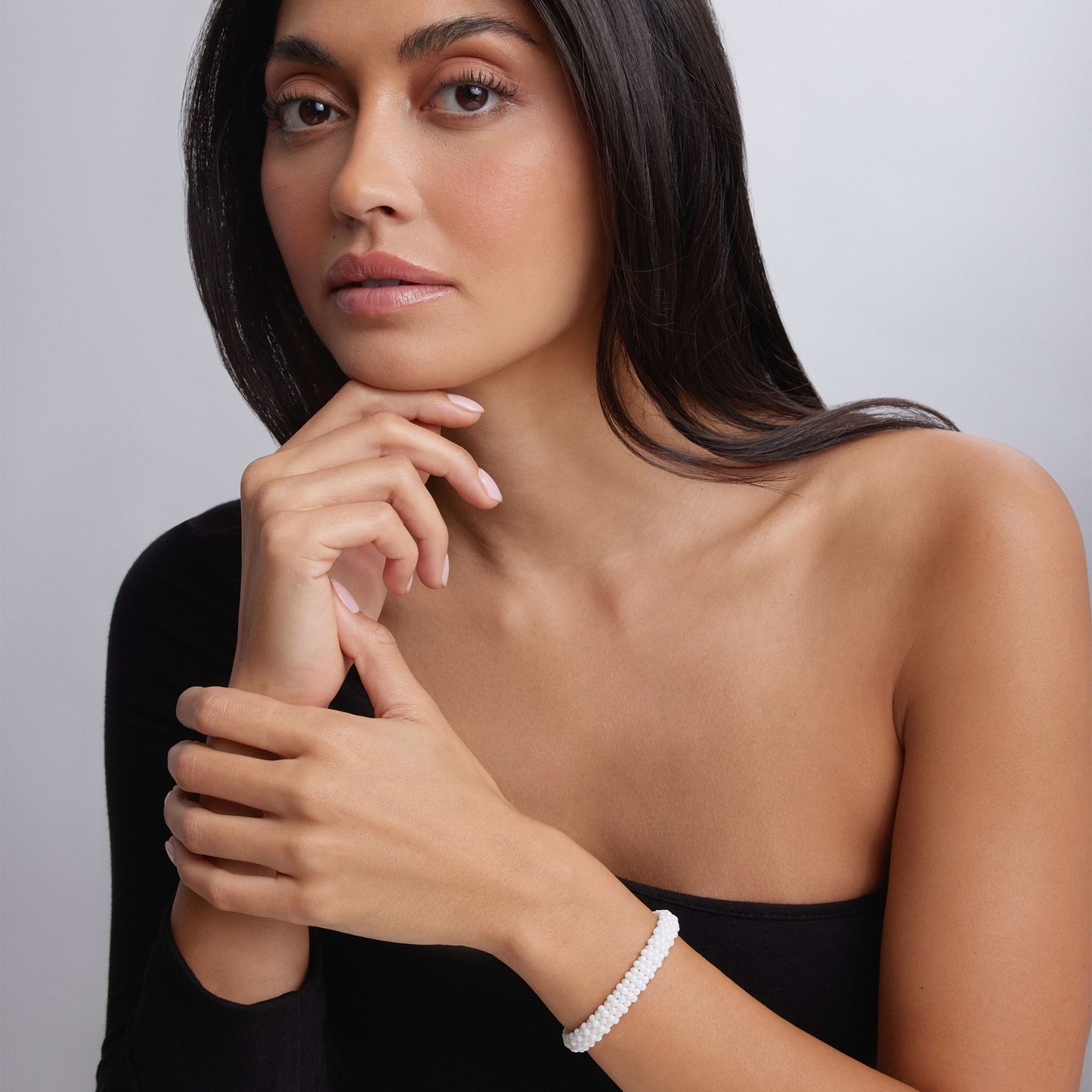 Lagos White Ceramic Beaded Bracelet