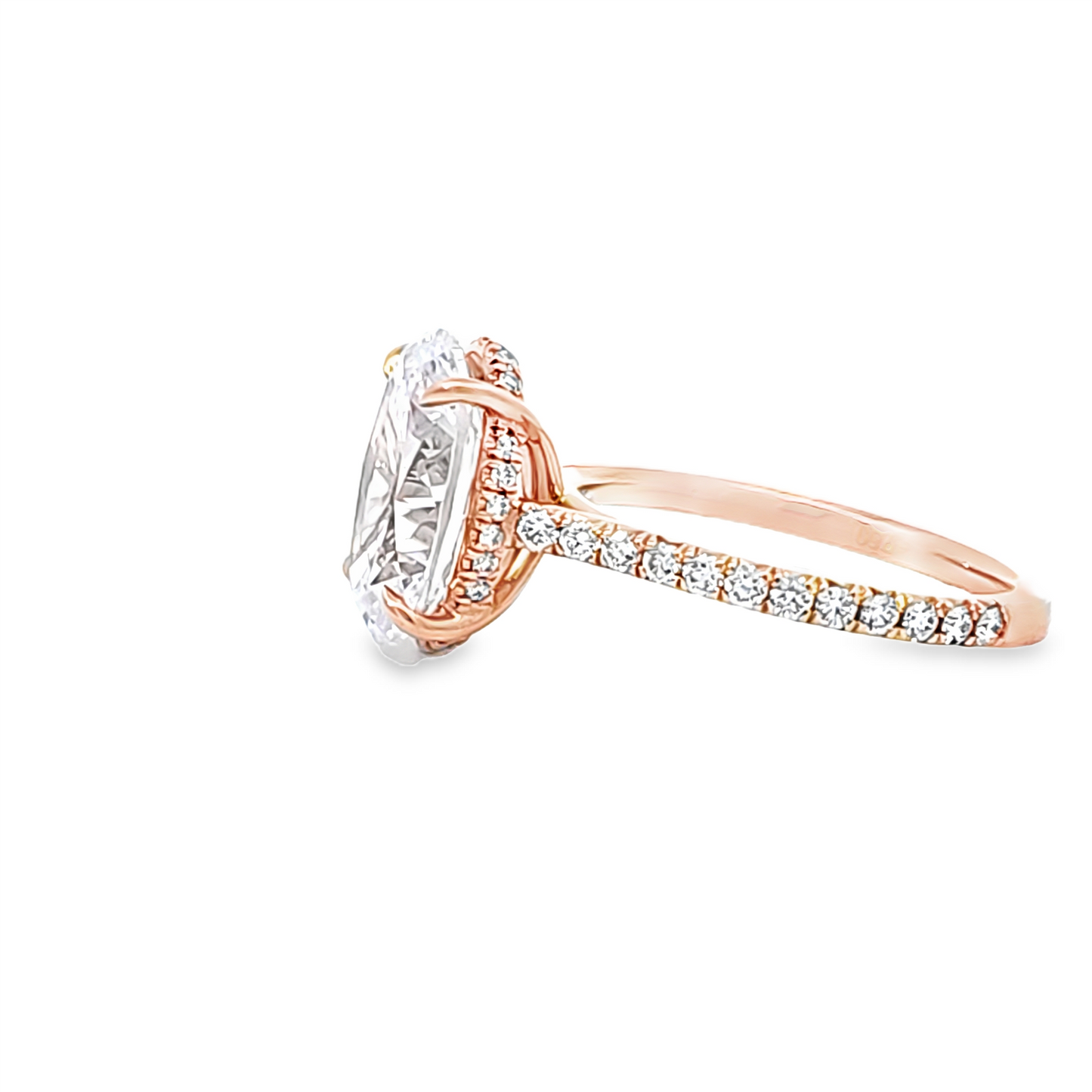 Hidden Halo & Cathedral Sides Engagement Ring in 18k Rose Gold & 0.46ct Diamonds