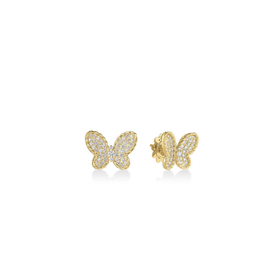 Roberto Coin Diamond Jasmine Butterfly Earrings in18k Gold