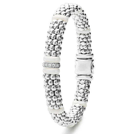 Lagos White Single Station Diamond Caviar Bracelet