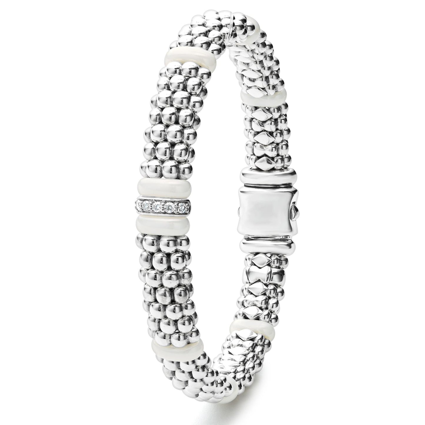 Lagos White Single Station Diamond Caviar Bracelet