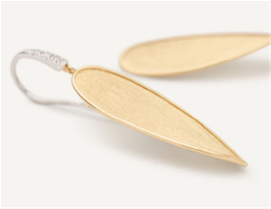 Marco Bicego Petal Drop Earrings with Diamond Hooks in 18k Gold