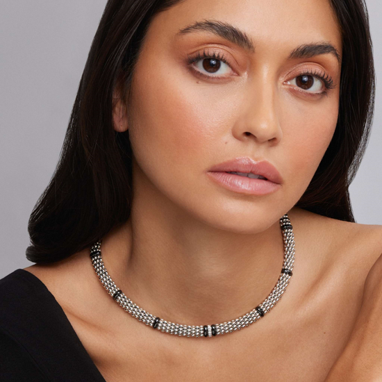 Lagos Black Single Station Diamond Caviar Necklace