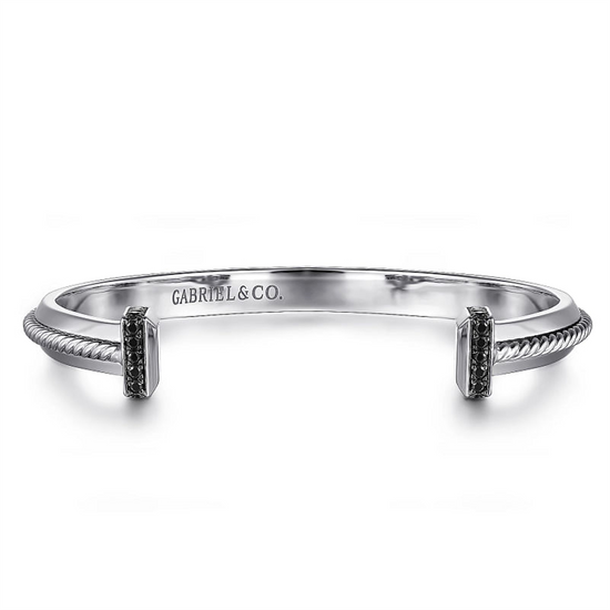 Gabriel & Co. Sterling Silver Open Cuff Bracelet with Black Spinel