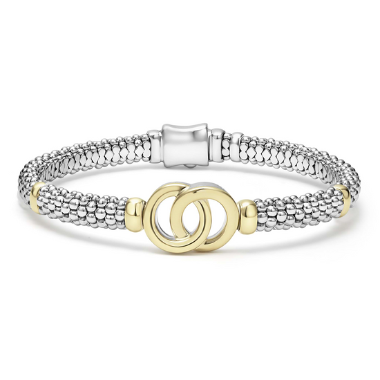 Lagos Two-Tone Interlocking Caviar Bracelet