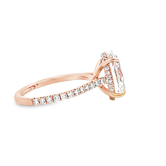 Hidden Halo & Cathedral Sides Engagement Ring in 18k Rose Gold & 0.46ct Diamonds