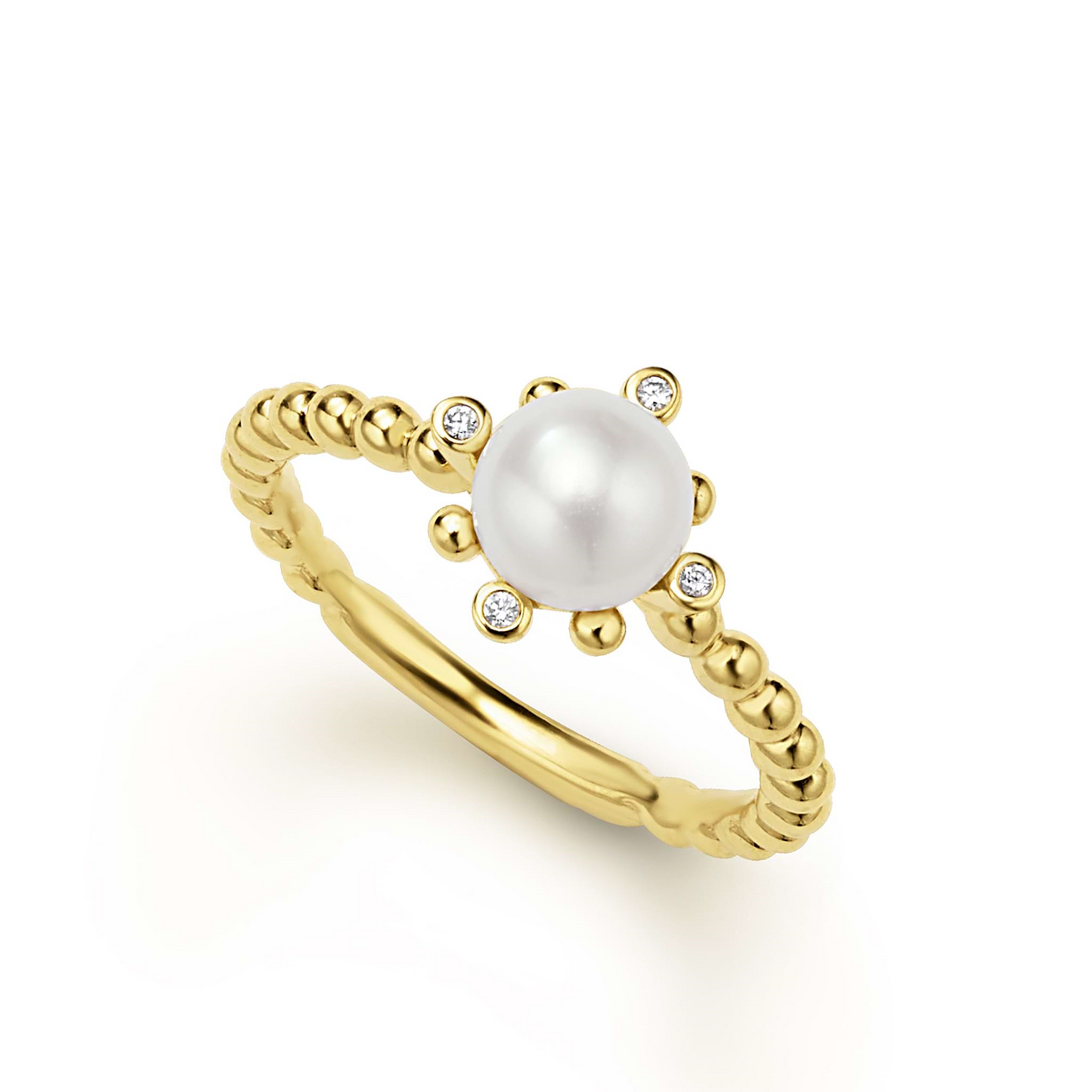 Lagos Fleur Pearl Diamond Ring in 18k Gold