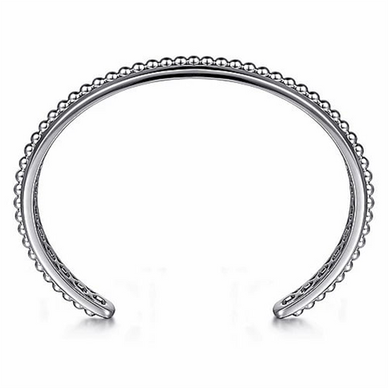 Gabriel & Co. Men's Sterling Silver Open Cuff Bracelet w/ Beaded Inlay