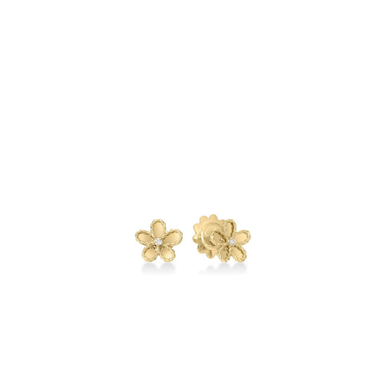 Roberto Coin Diamond Jasmine Tiny Flower Earrings in 18k Gold
