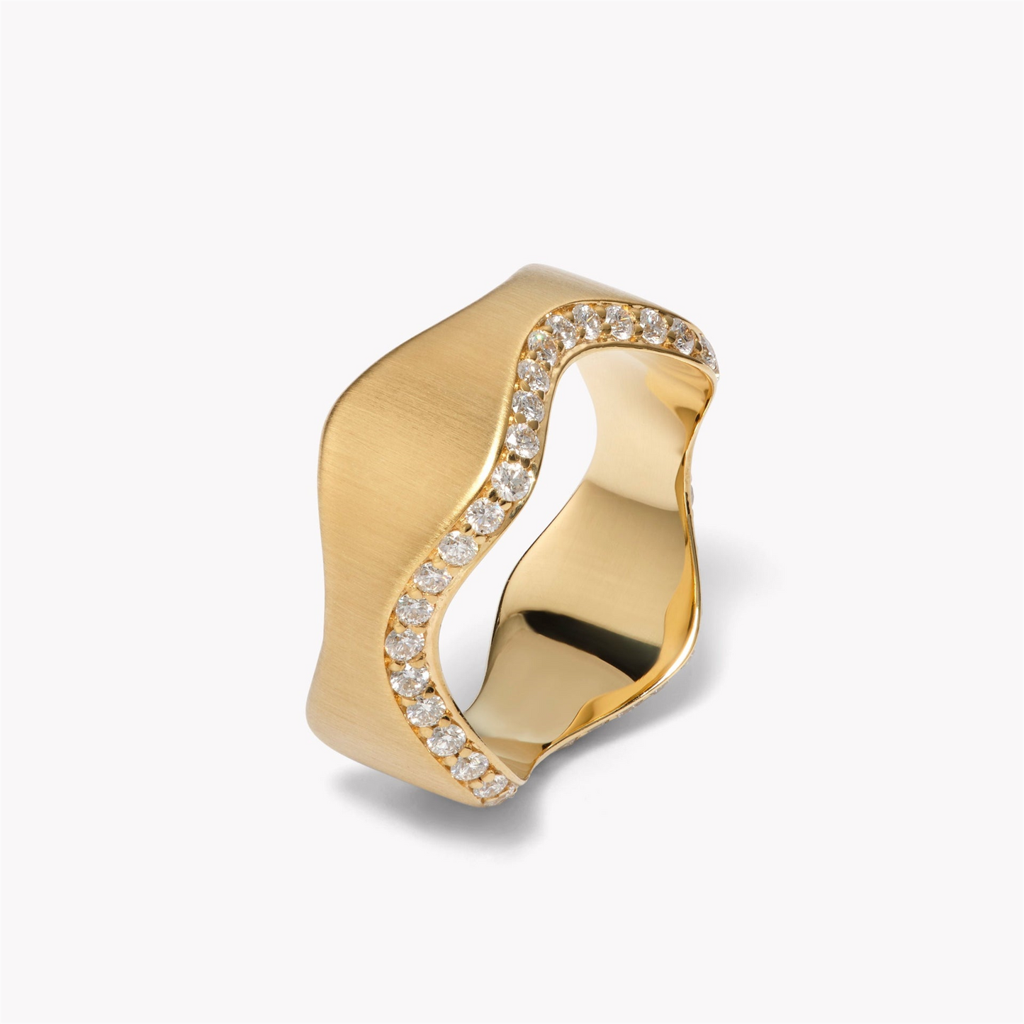Jamie Turner Double Curve Diamond Ring in 18k Yellow Gold