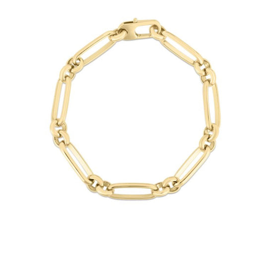 Roberto Coin Mixed Link Bracelet in 18k Gold