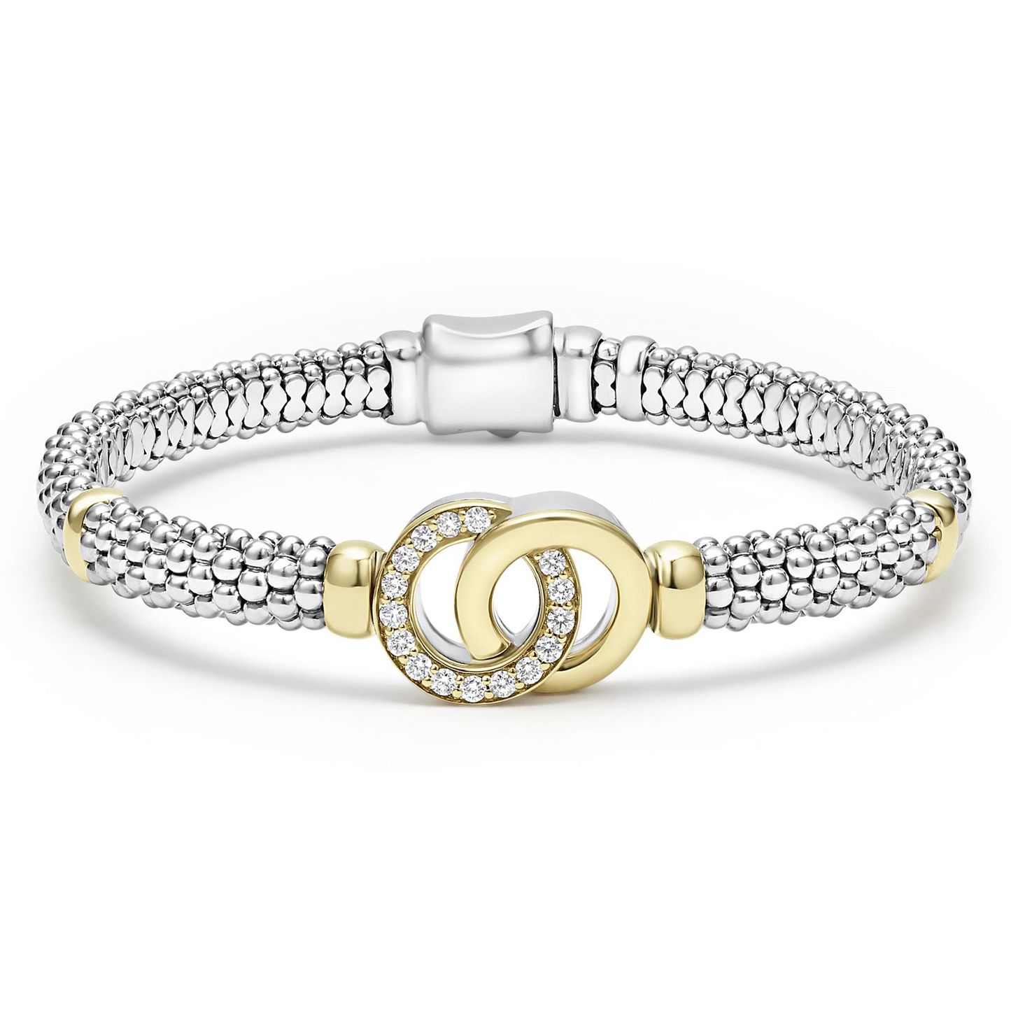 Lagos Two-Tone Interlocking Diamond Caviar Braceletm - 6mm