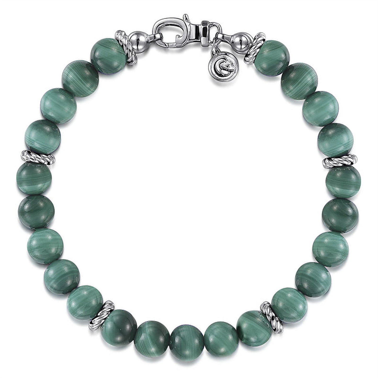 Gabriel & Co. Silver 8mm Malachite Beaded Bracelet