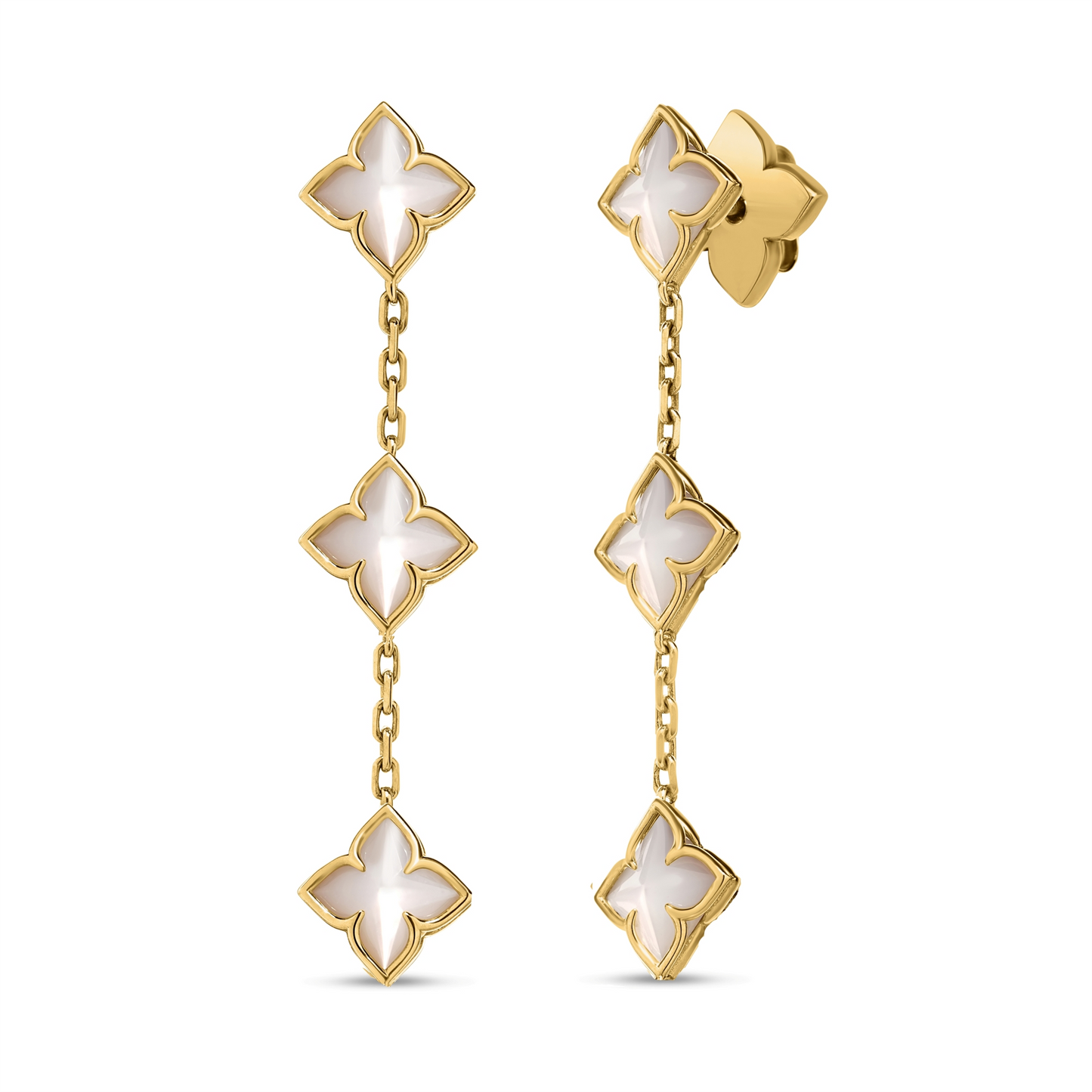 VENETIAN PRINCESS CARNIVAL MOTHER OF PEARL FLOWER DANGLE EARRINGS