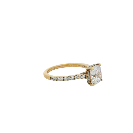 Cushion Cut w/ Hidden Halo Engagement Ring Setting  in 18k Rose Gold & 0.38ct Diamonds