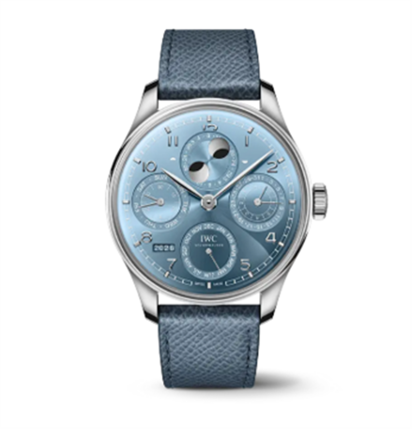 IWC Schaffhausen Portugieser Perpetual Calendar 44mm Horizon in 18 White Gold w/Blue Dial & Calf Strap