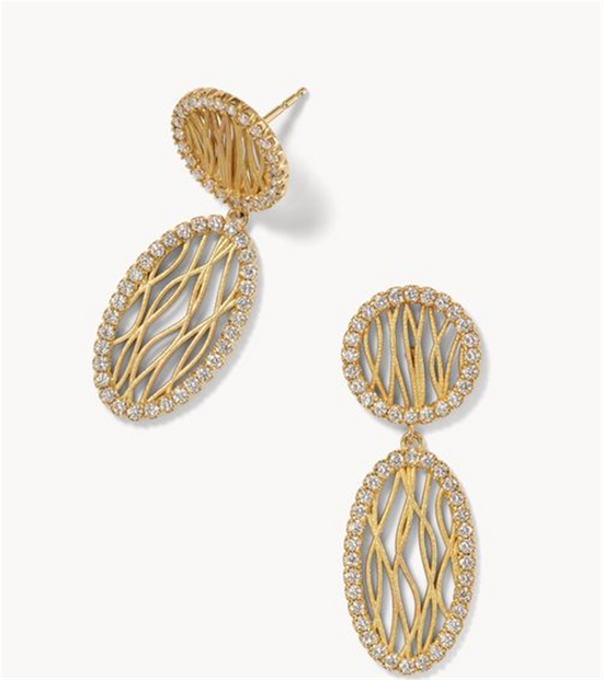 Jamie Turner River Diamond Drop Earrings in 18k Yellow Gold