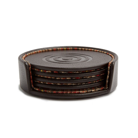 WOLF WM Brown Set of 4 Coasters with Case