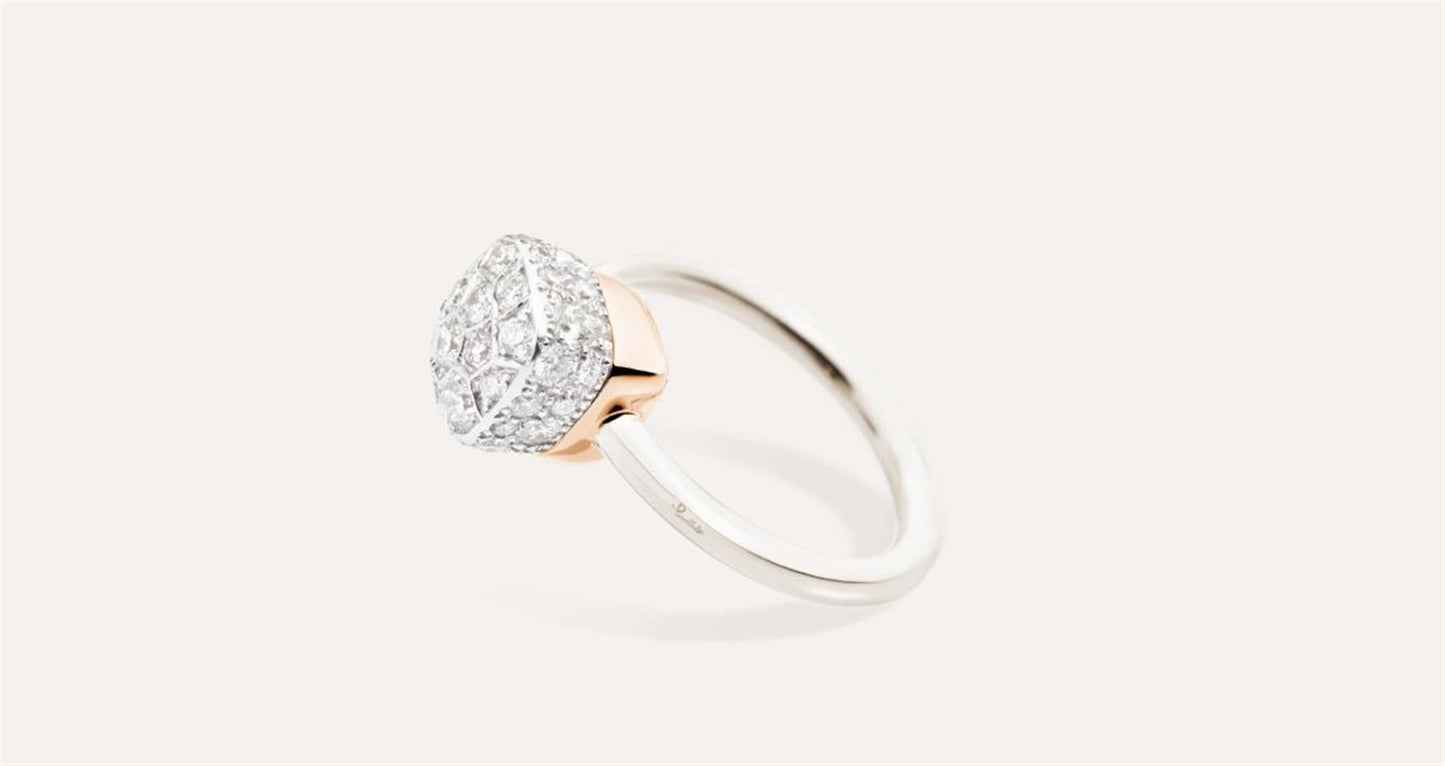 Pomellato Nudo Petit Diamond Ring in 18k White & Rose Gold