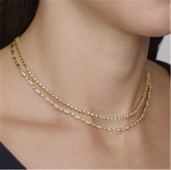 Kwiat Starry Night Double Line Diamond Necklace in 18k Yellow Gold