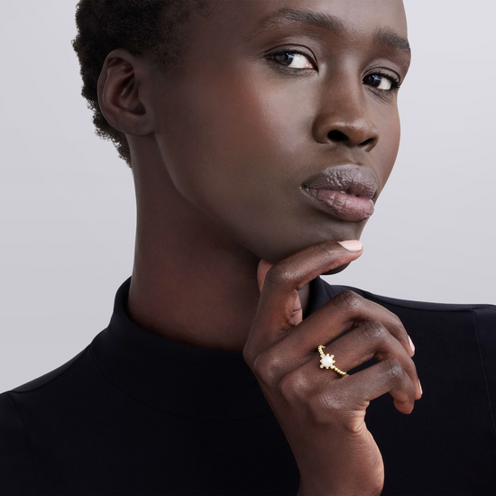 Lagos Fleur Pearl Diamond Ring in 18k Gold