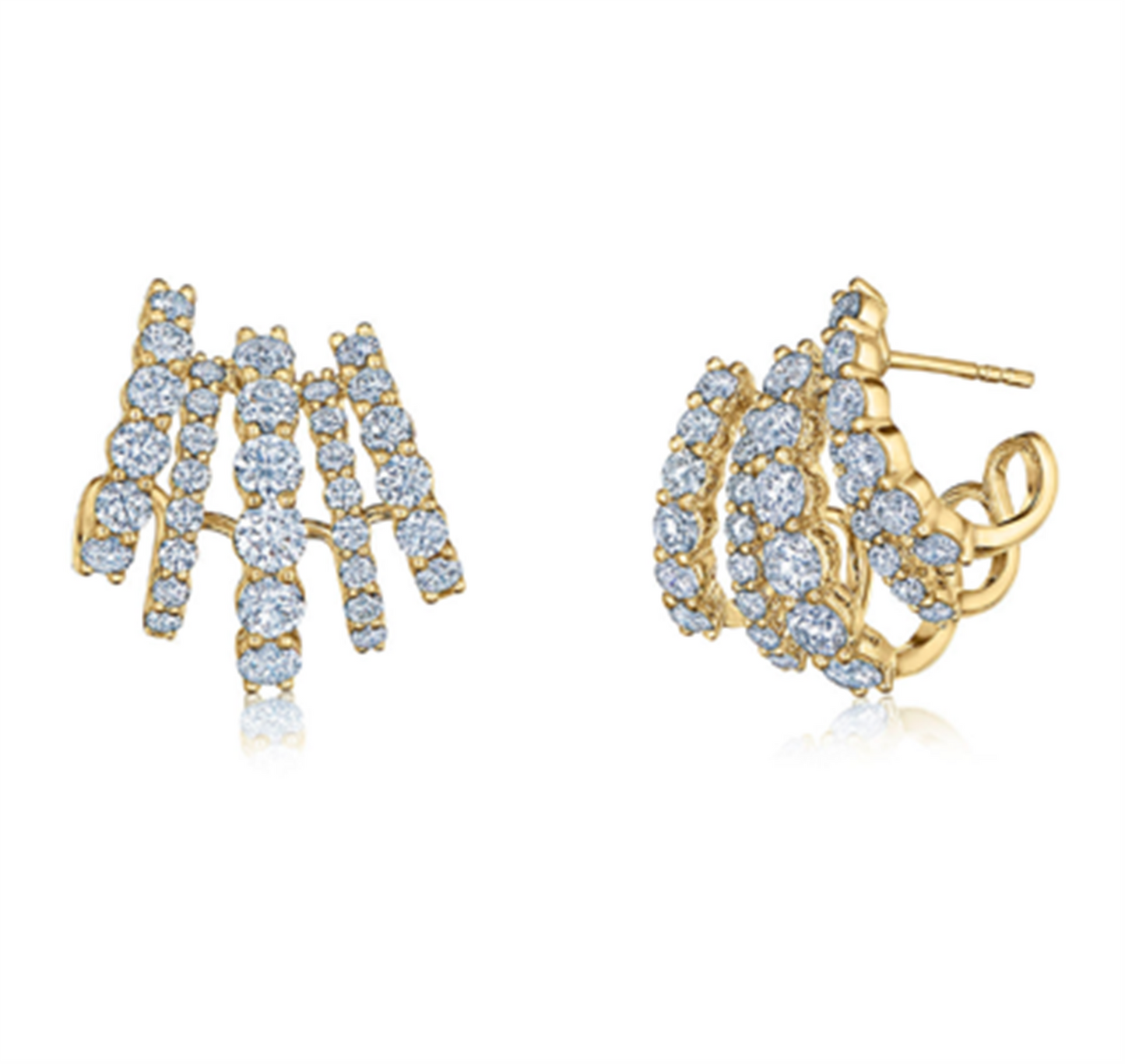 Kwiat Five-Row Huggie Diamond Earrings in 18k Gold