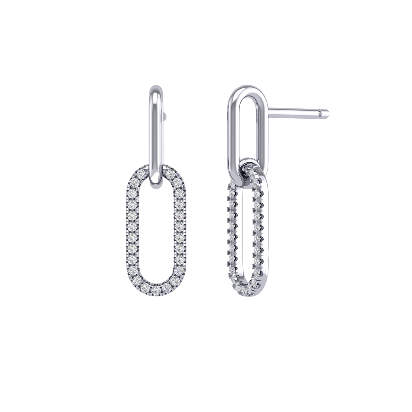 Double Link 1/2ct Diamond Dangle Earrings in 18k White Gold