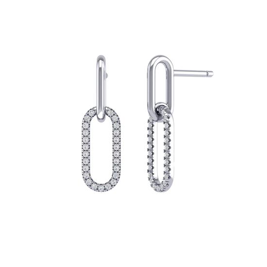 Double Link 1/2ct Diamond Dangle Earrings in 18k White Gold