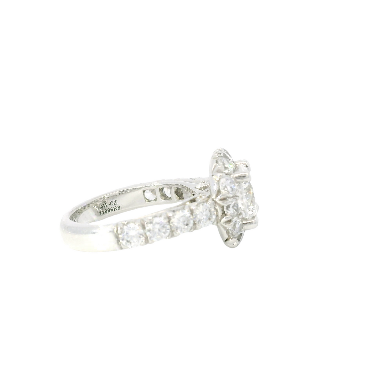 Gabriel & Co. Round Center with Cushion Diamond Halo & Sides Engagement Ring Setting