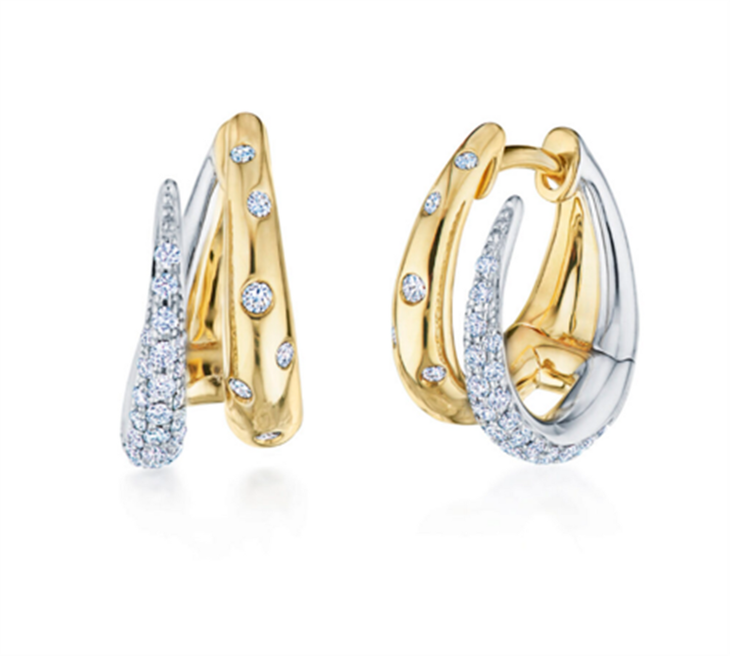 Kwiat 18k Two-Tone Gold Orbit Hoop Diamond Earrings
