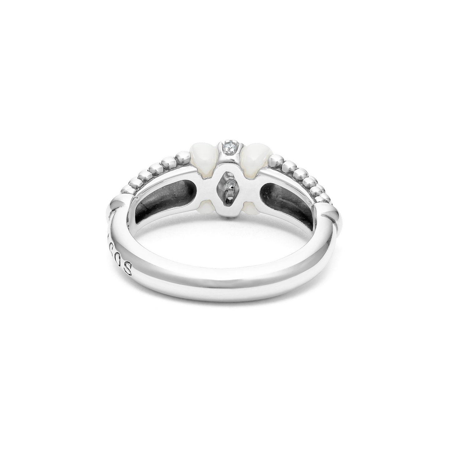 Lagos White Ceramic and Caviar Diamond Ring in Sterling Silver
