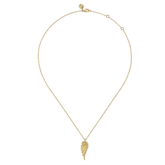 Gabriel & Co. Gold Diamond Cut Wing Shape Pendant Necklace