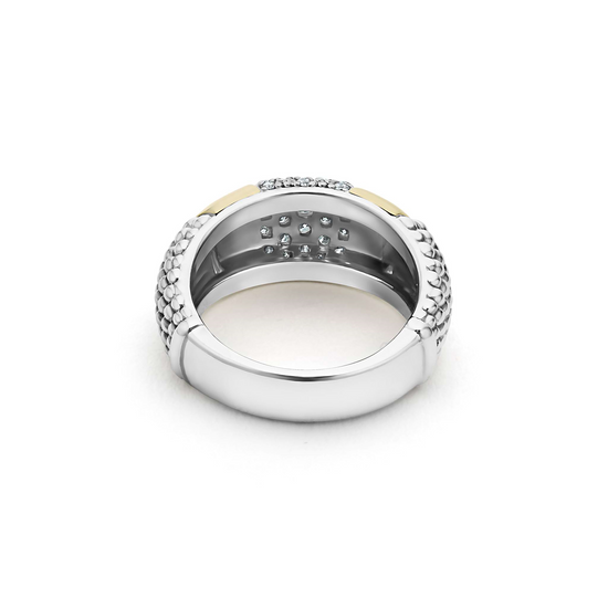 Lagos Two-Tone Station Diamond Ring in Sterling Silver and 18k Gold